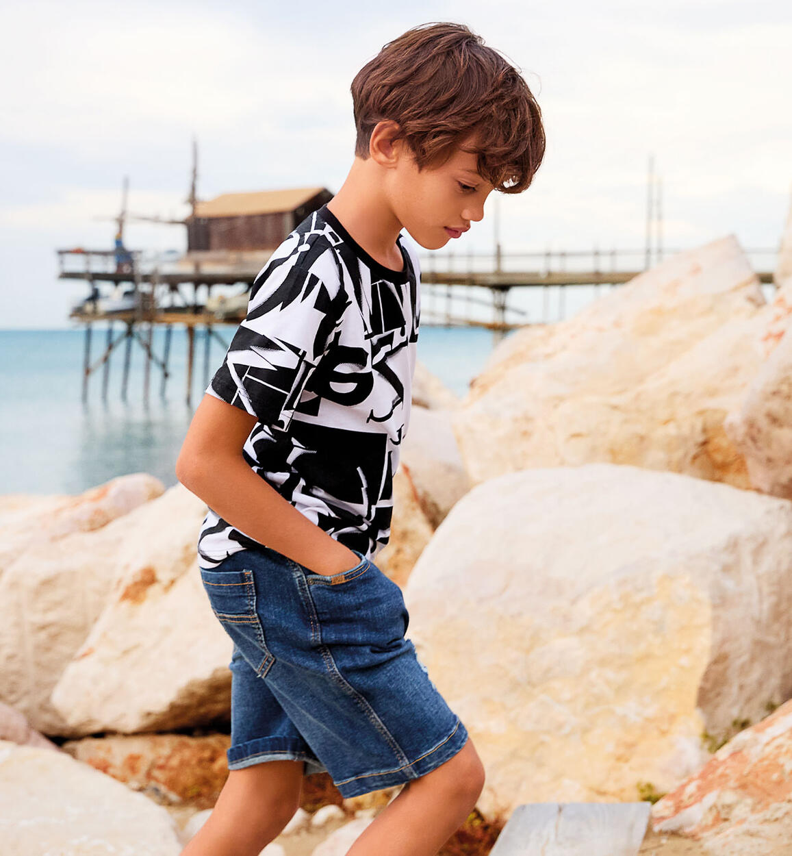 Maglietta manica corta ragazzo BIANCO Sarabanda