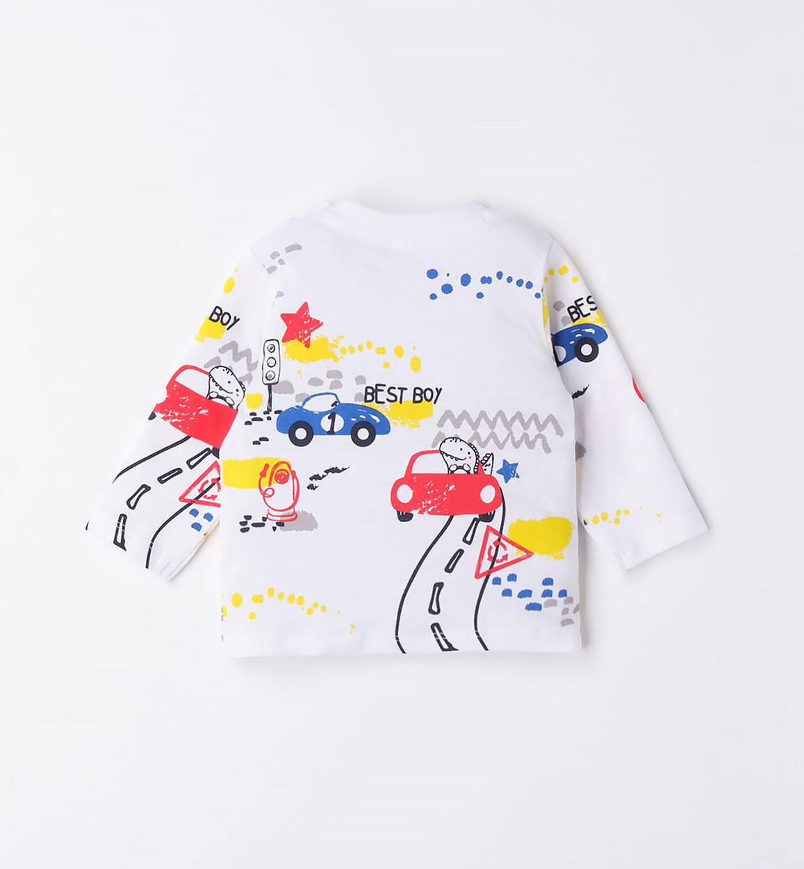 Maglietta neonato colorate macchinine BIANCO-0113