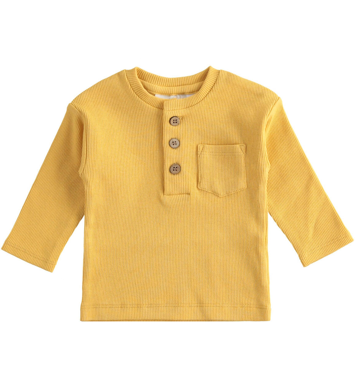 Striped rib crewneck t-shirt for newborn baby from 1 to 24 months Minibanda YELLOW Minibanda