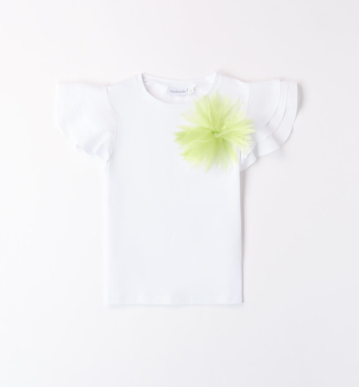 Maglietta per ragazza con fiore VERDE Sarabanda