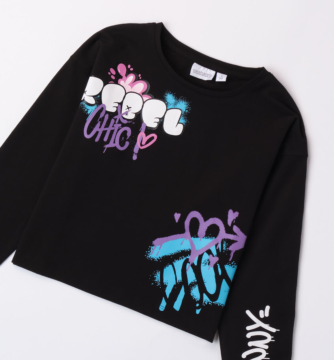 Maglietta ragazza con scritte NERO-0658 - 2460A61000