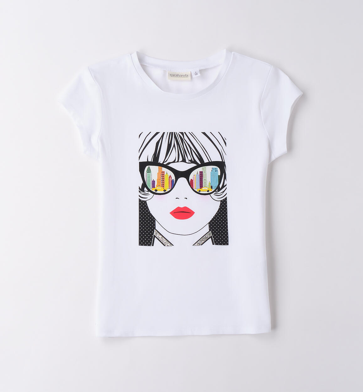 Maglietta ragazza manica corta BIANCO Sarabanda