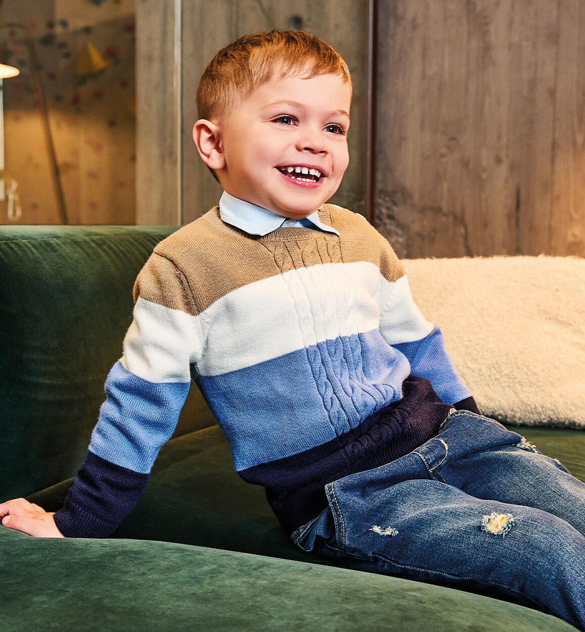 Maglione a righe bambino BLU Sarabanda