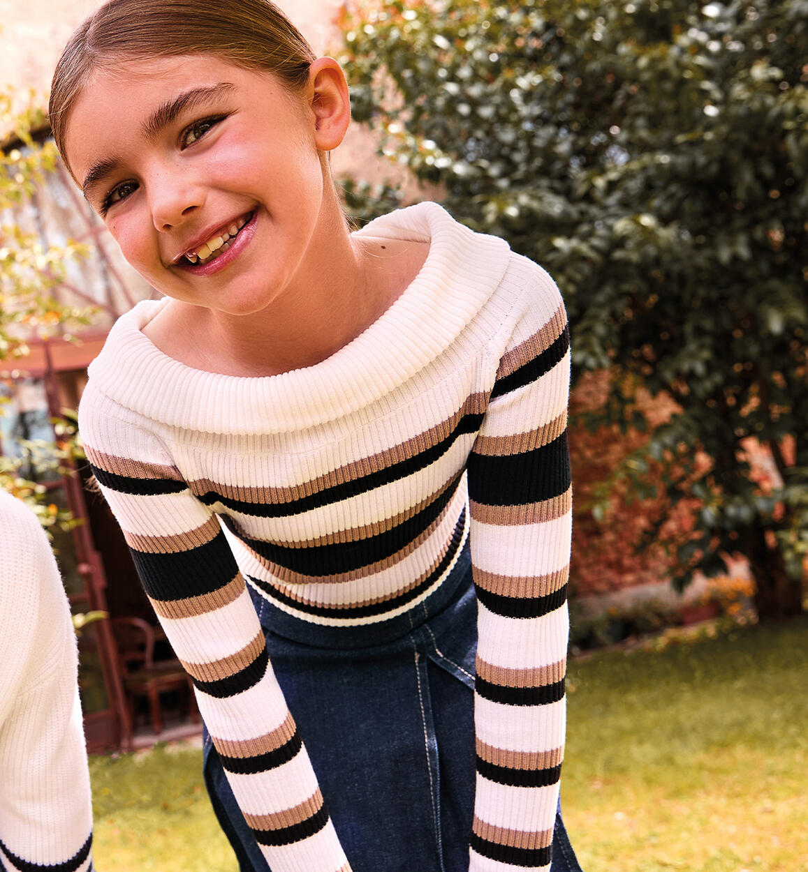 Maglione a righe ragazza PANNA Sarabanda
