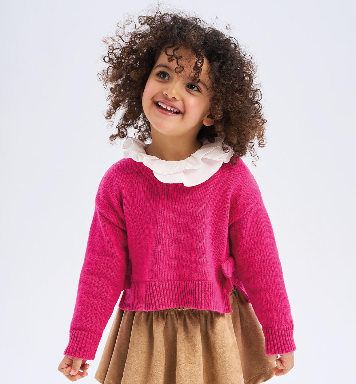 Maglione bambina con fiocchi FUCSIA iDO