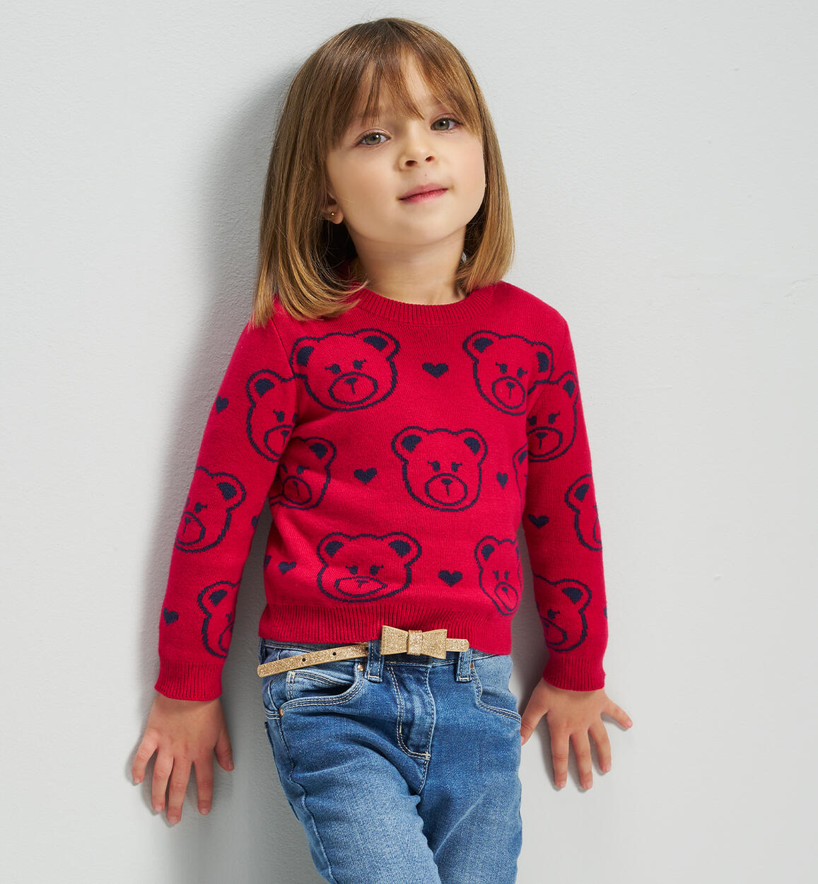 Maglione bambina con orsetti ROSSO iDO