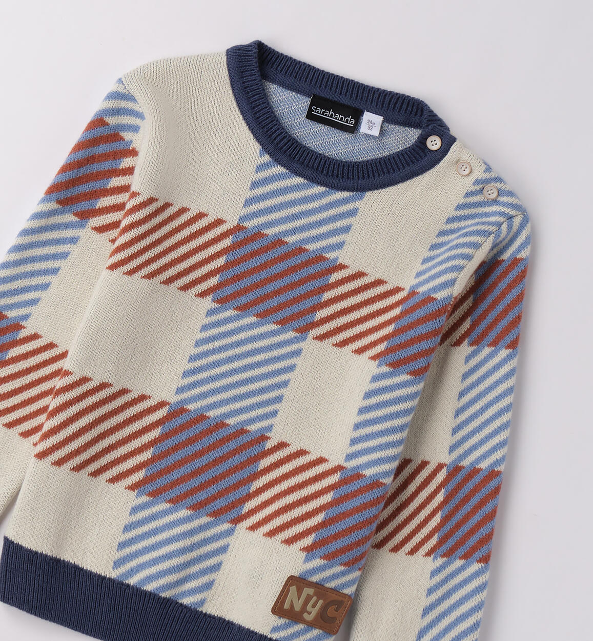 Maglione bambino a righe ECRU-0124 - 1060F10700