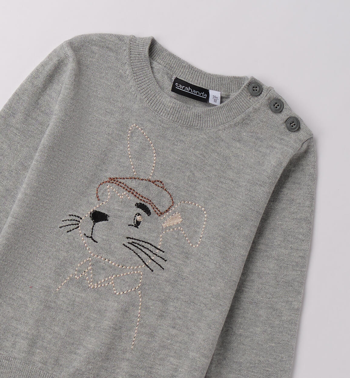 Maglione bambino con ricamo GRIGIO-8961 - 1060F10500