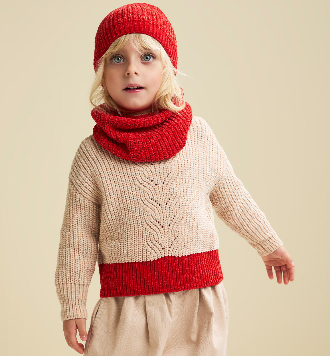 Maglione collo alto bambina BEIGE iDO