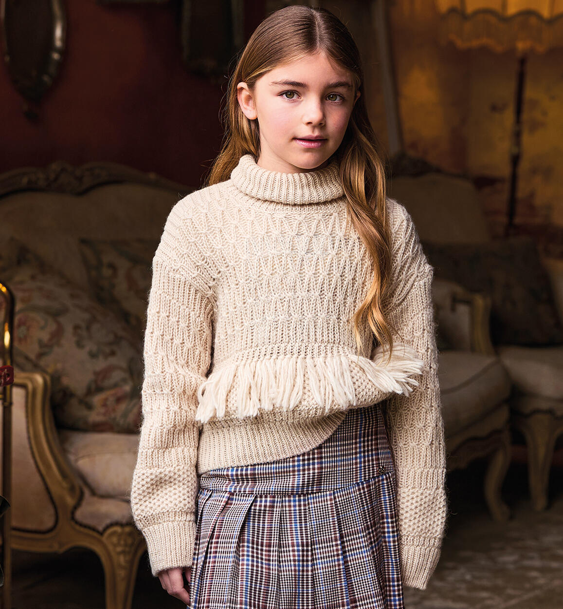 Maglione collo alto ragazza PANNA Sarabanda