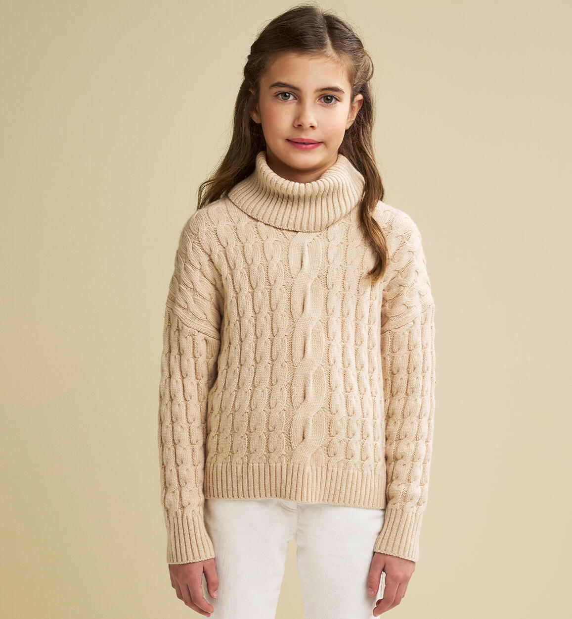 Maglione con scaldacollo per ragazza BEIGE iDO