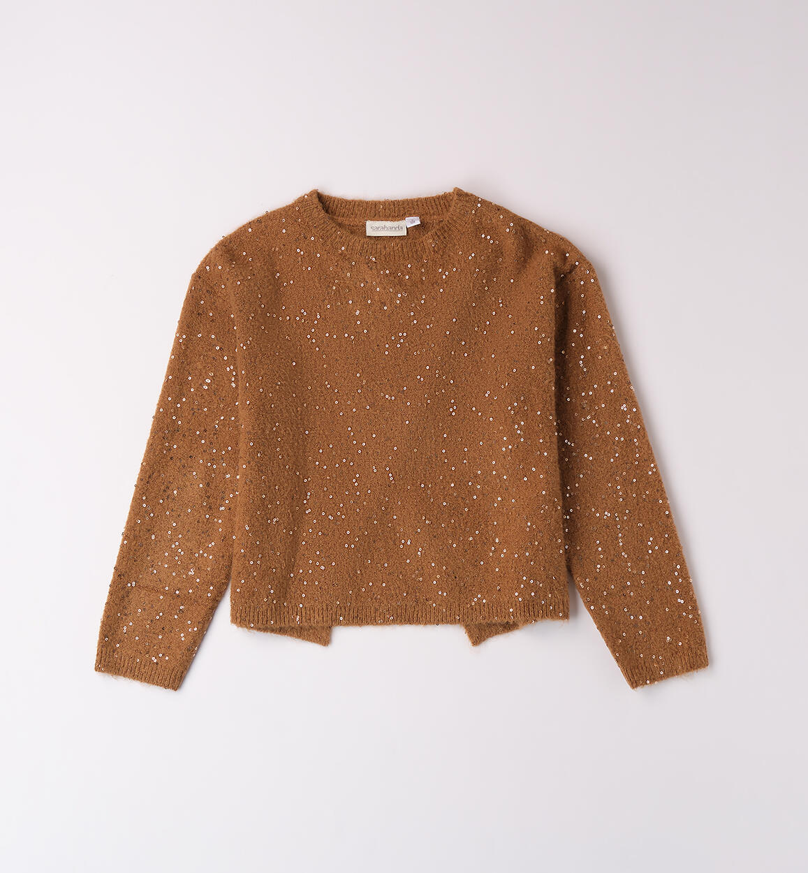 Maglione ragazza con pailettes MARRONE Sarabanda