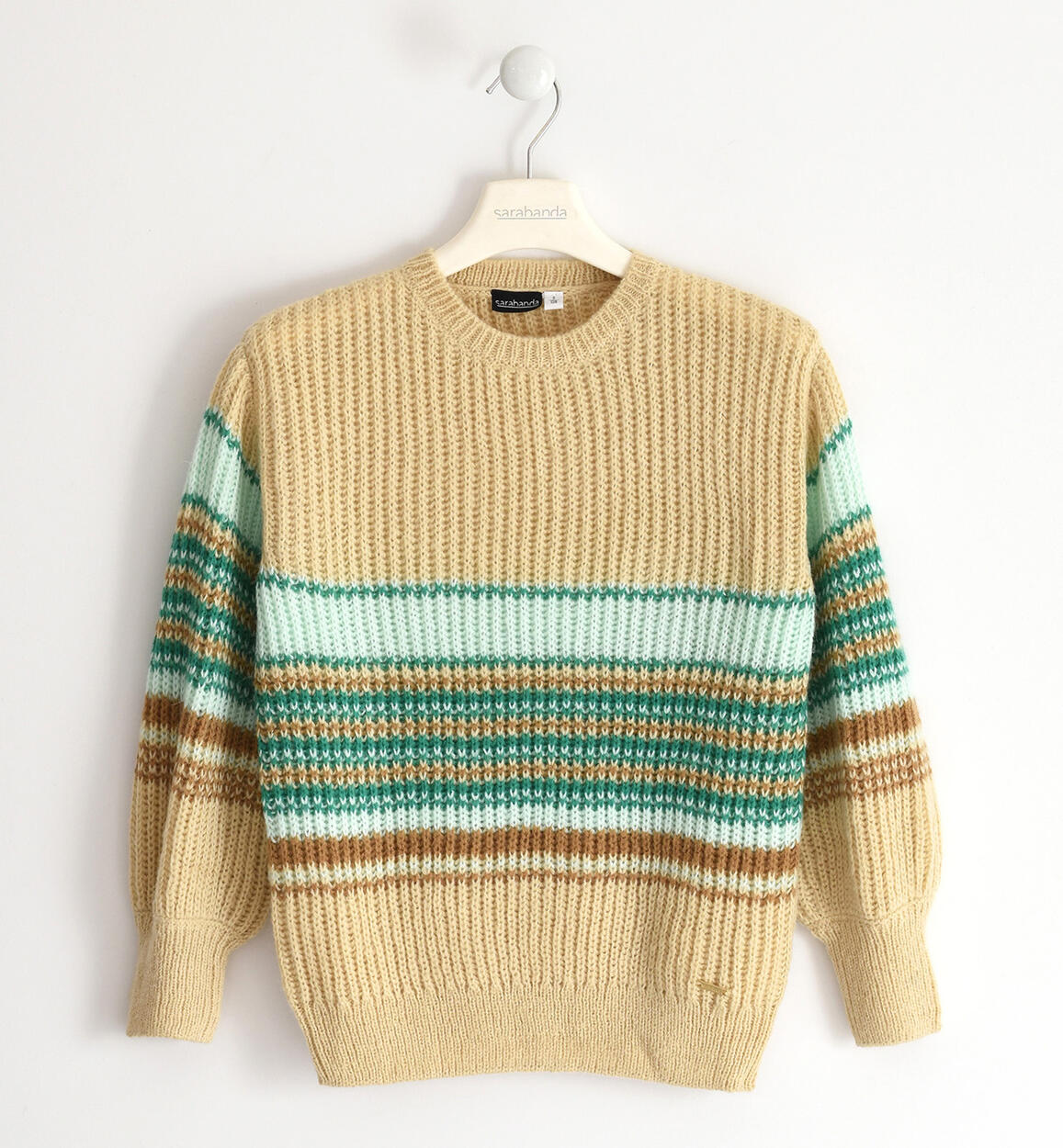 Maglione ragazza fantasia rigata BEIGE Sarabanda