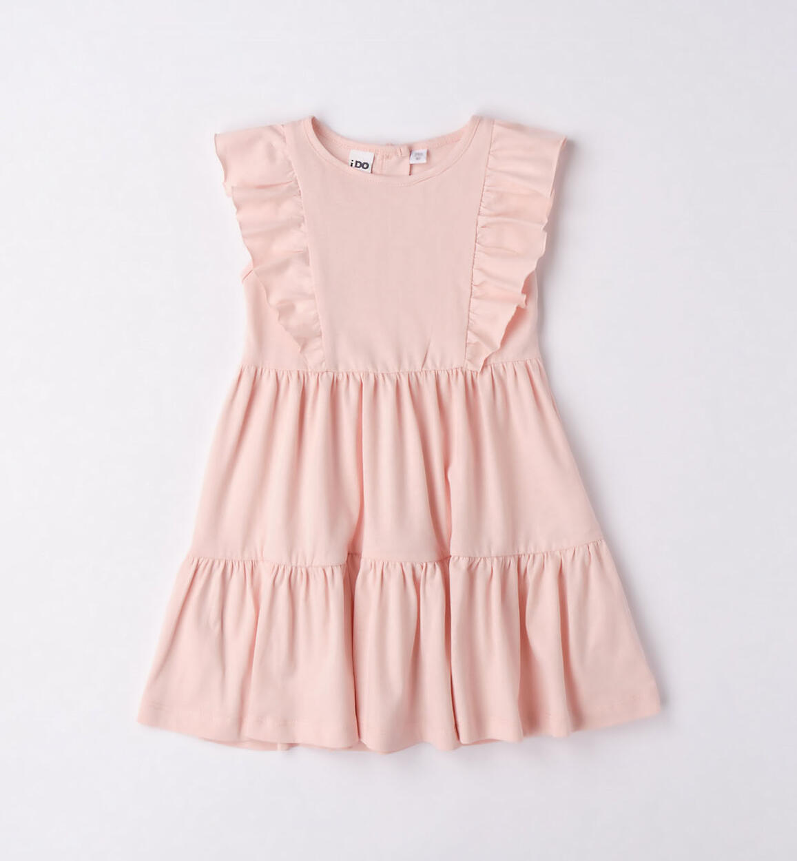 Morbido abito bambina con balze ROSA iDO