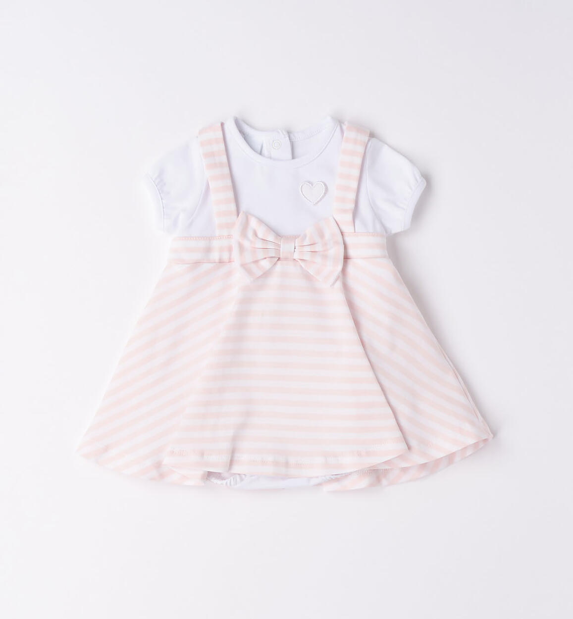 Pagliaccetto neonata a righe ROSA iDO