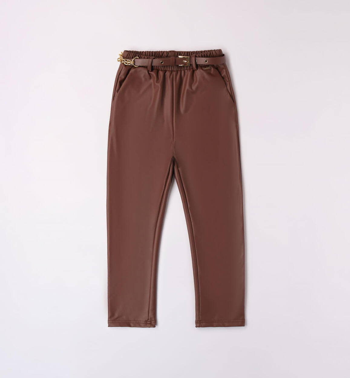 Sarabanda belted trousers for girls from 8 to 16 years BROWN Sarabanda