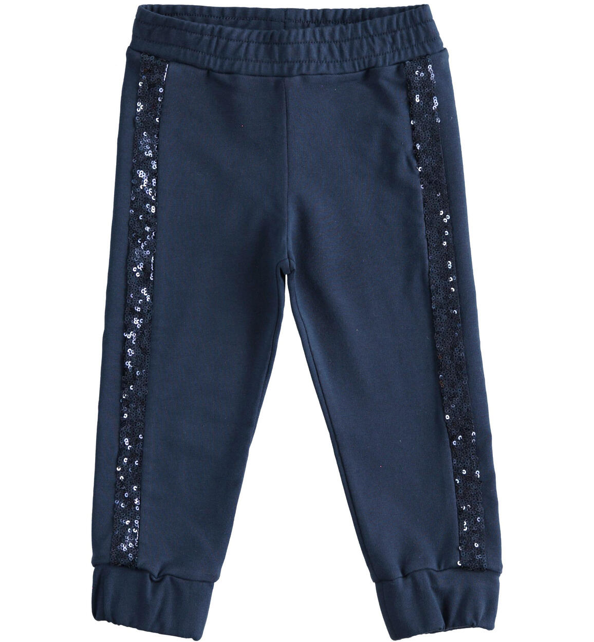 Pantalone per bambina con bande di paillettes BLU iDO