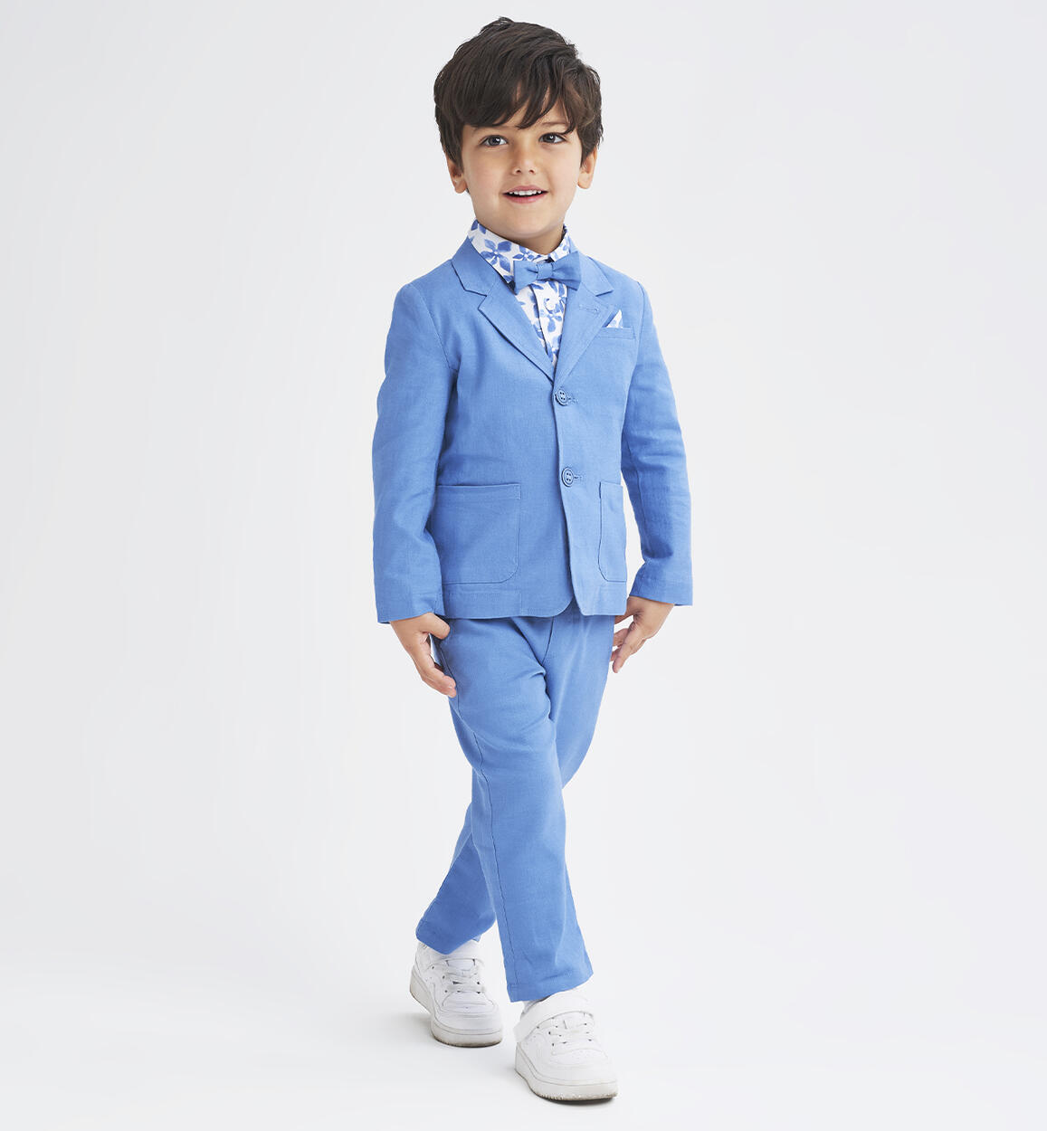 Pantalone per bambino in misto lino BLU iDO