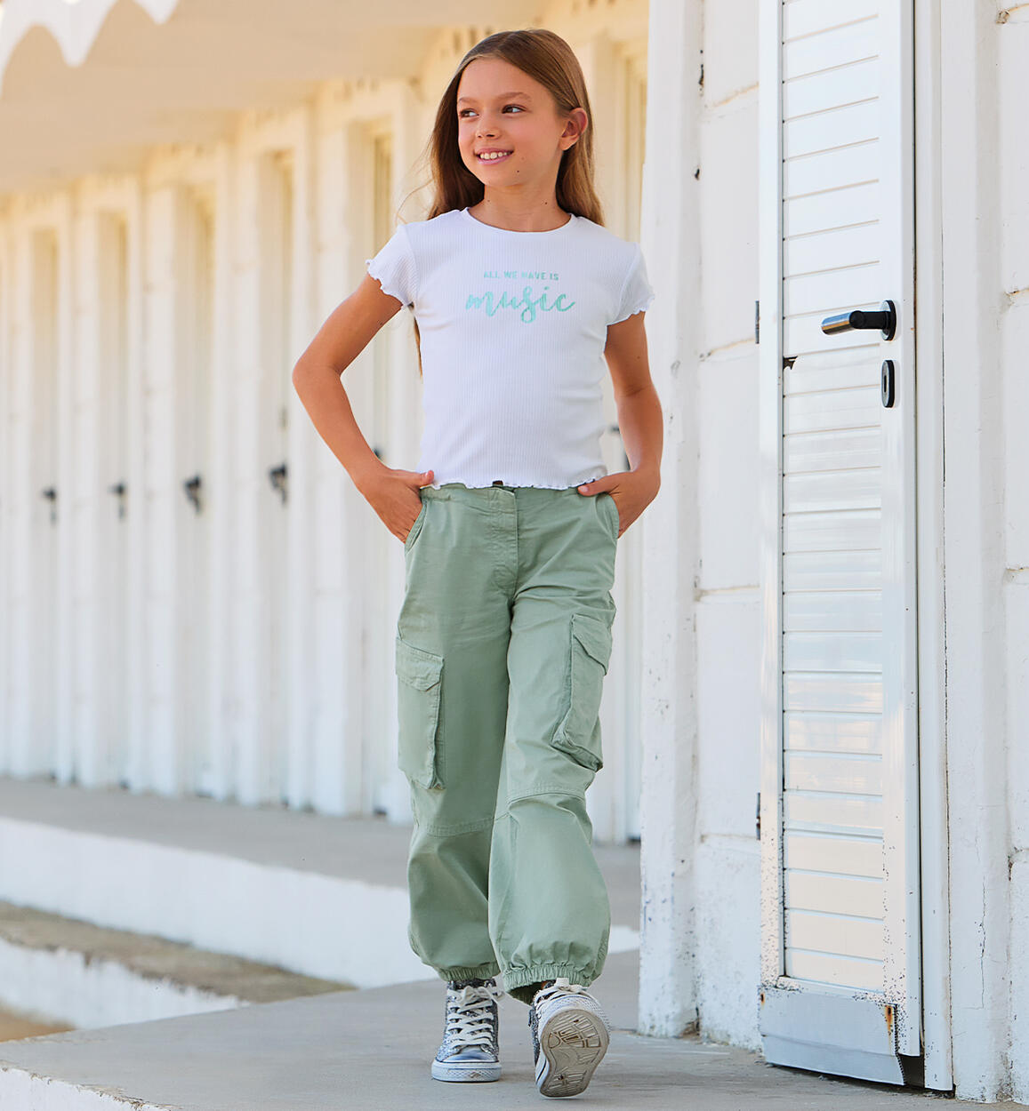 Pantalone per ragazza VERDE MILITARE-4232 - 2560B47300