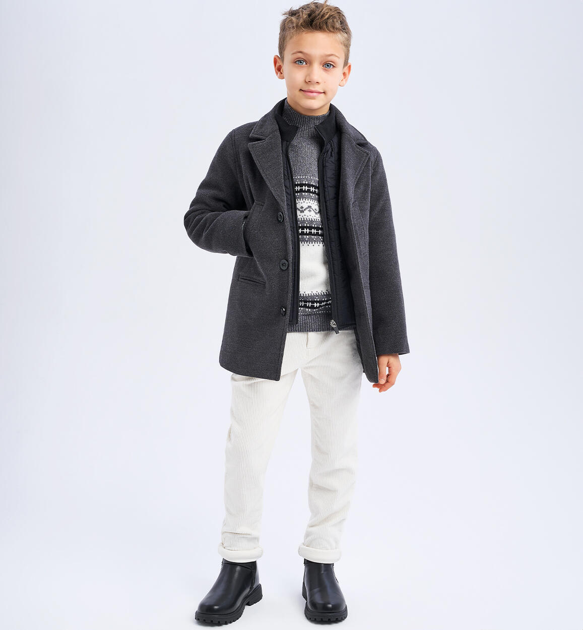 Pantalone per ragazzo in velluto PANNA iDO