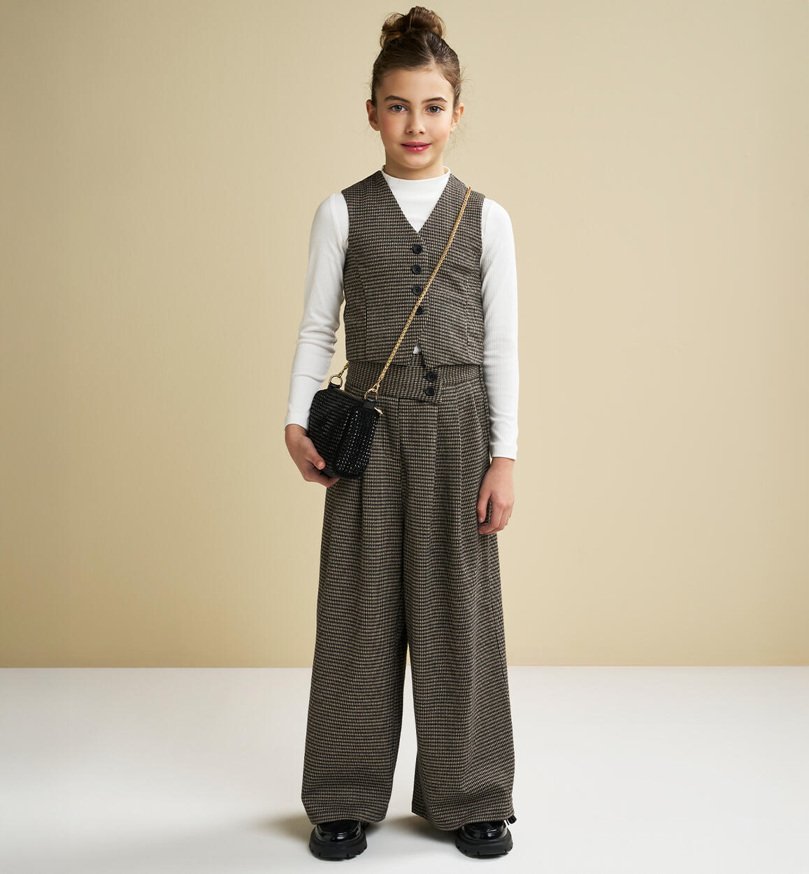 Pantalone ragazza a zampa NERO iDO