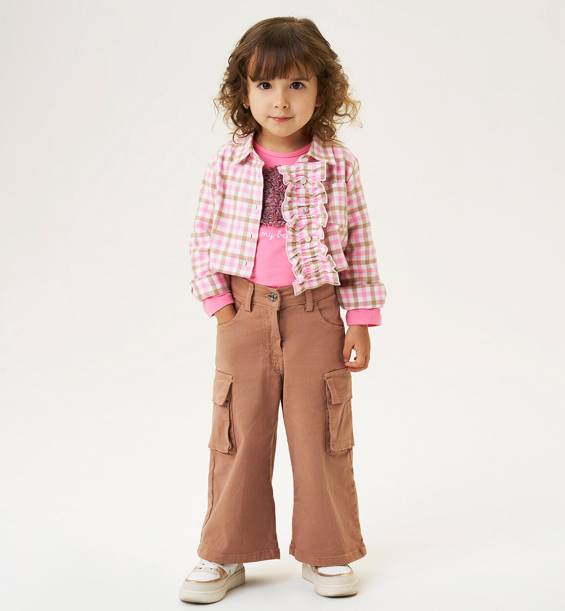 Pantaloni a campana bambina MARRONE iDO