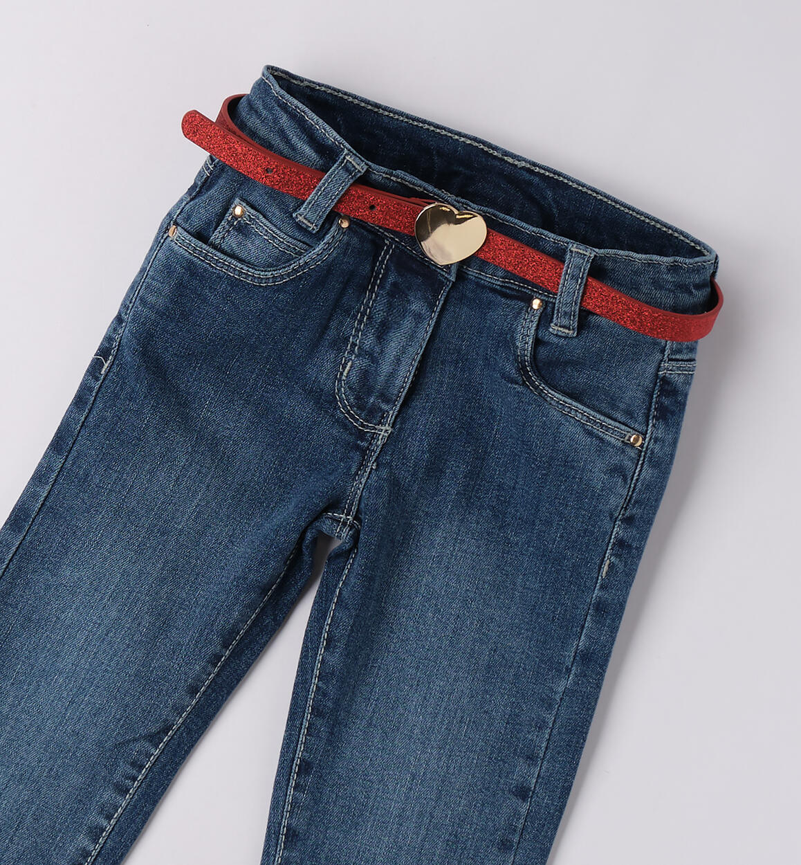 Pantaloni bambina con cintura STONE WASHED CHIARO-7400 - 1584F781K1