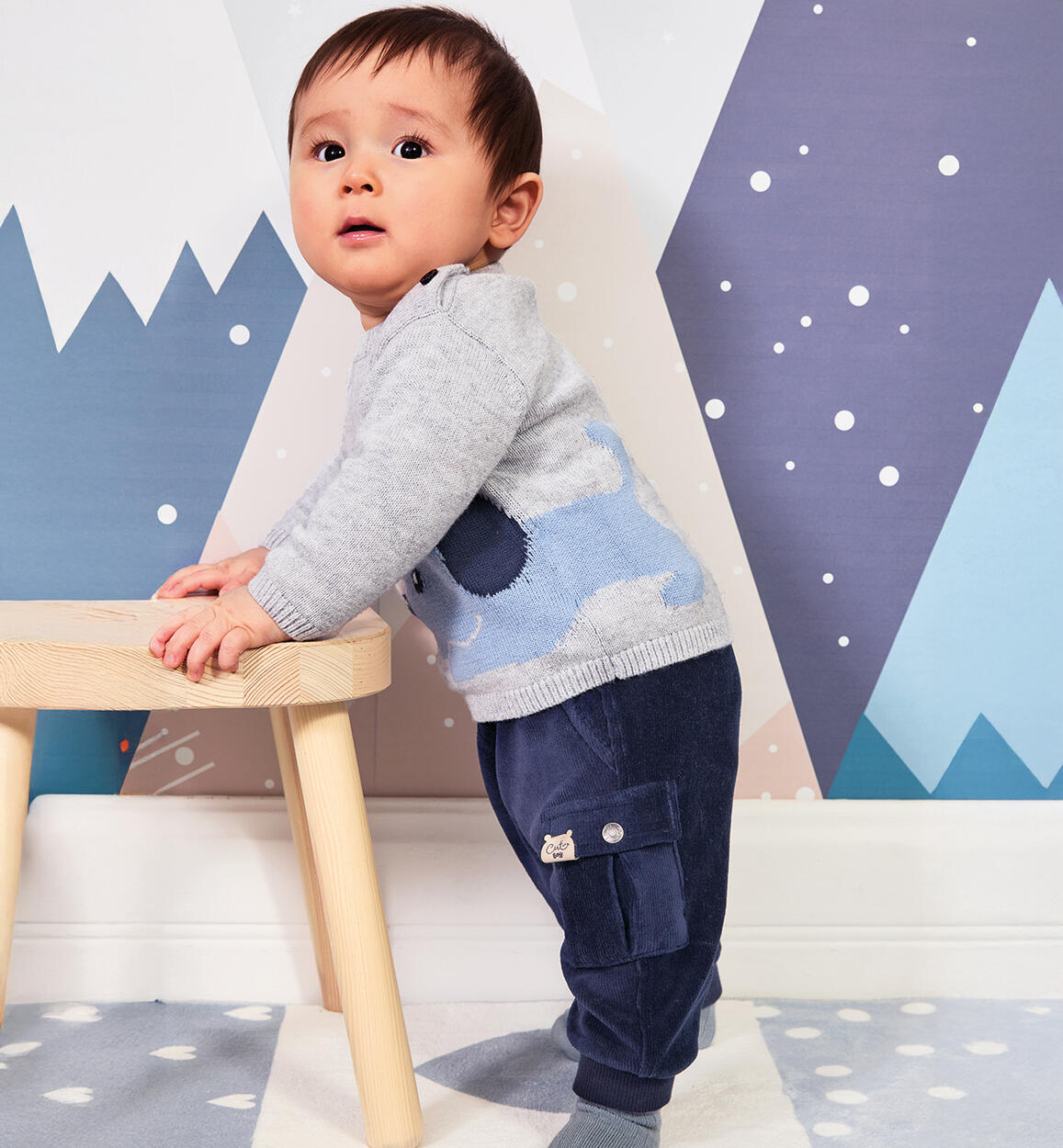 Pantaloni ciniglia per neonato BLU iDO