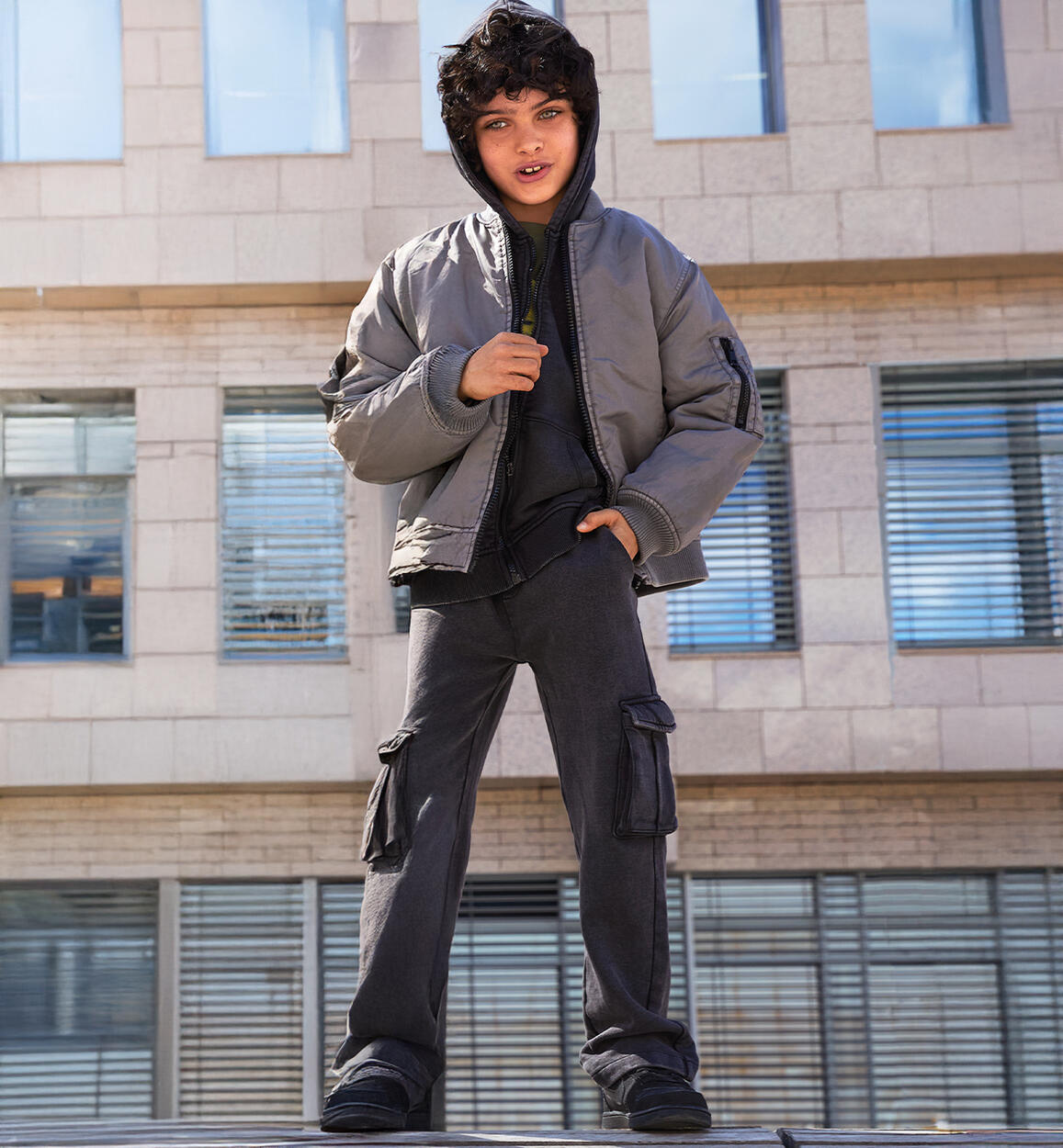 Pantaloni multitasche ragazzo NERO iDO
