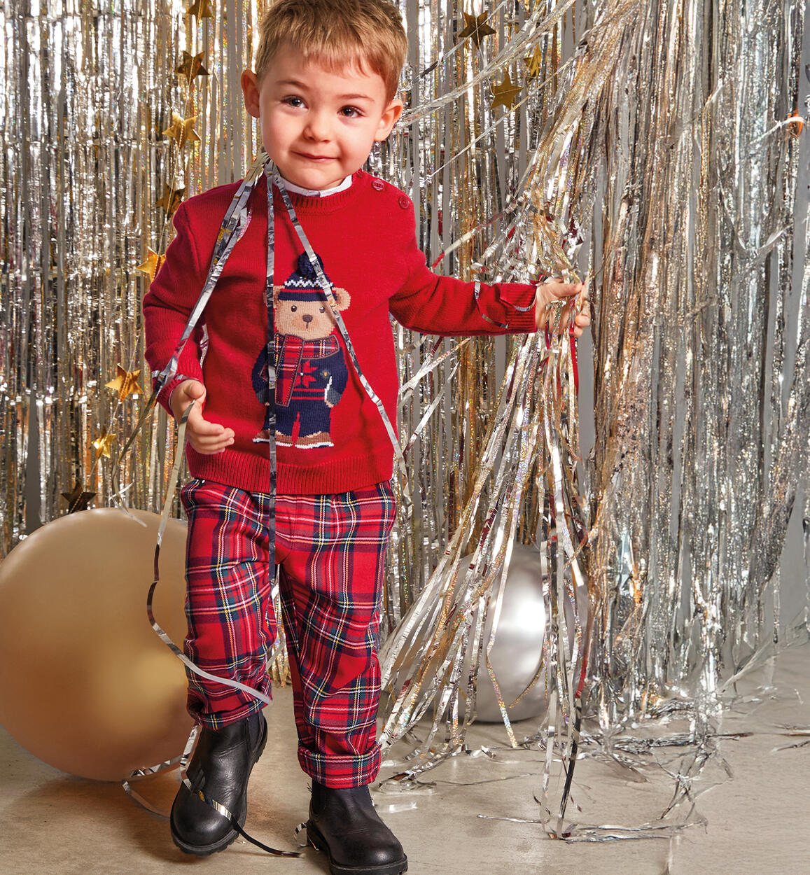 Pantaloni Natale bambino ROSSO iDO
