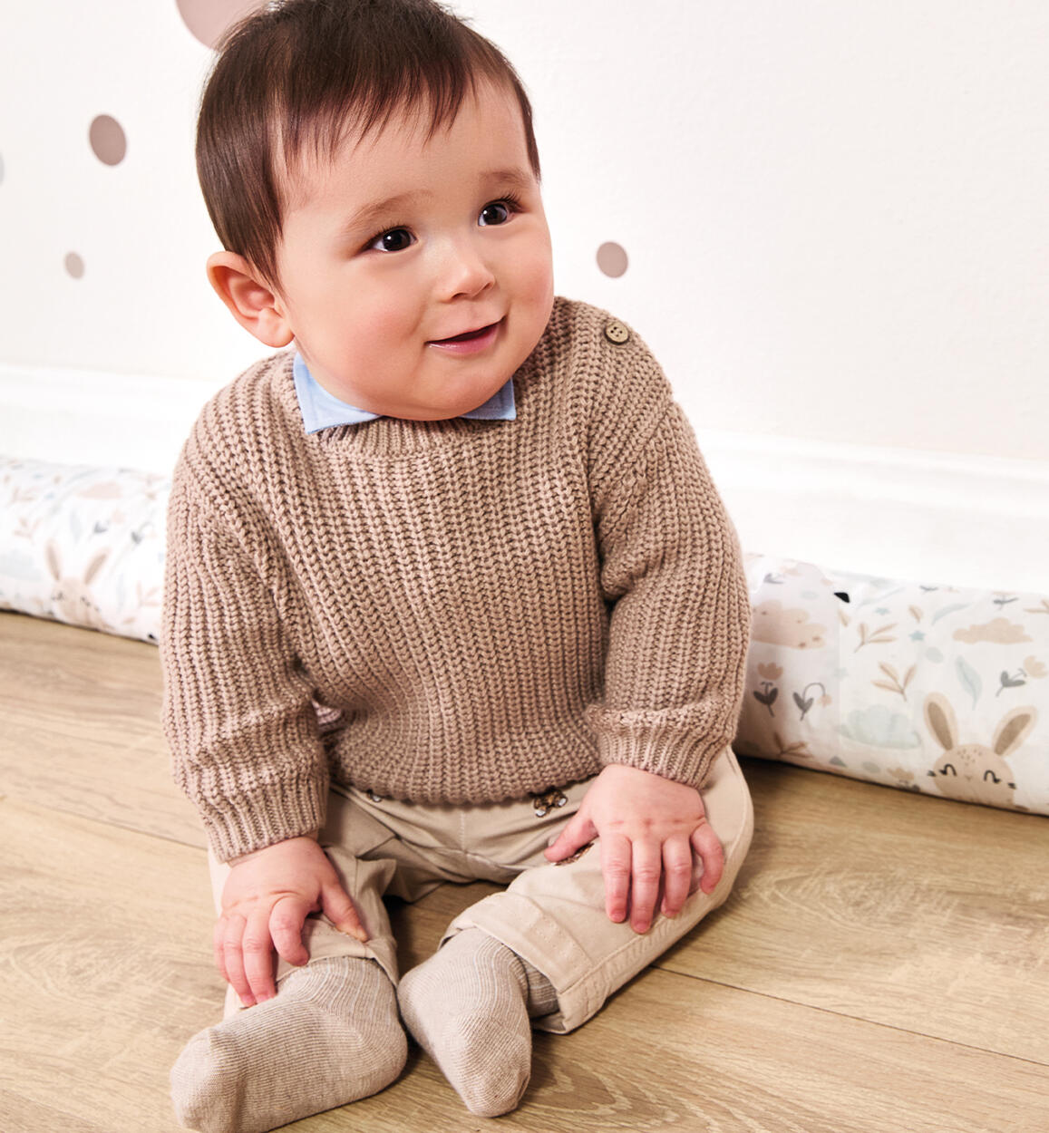 Pantaloni neonato con orsetti BEIGE iDO