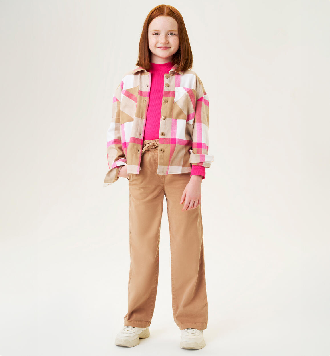 Pantaloni per ragazza stretch MARRONE iDO