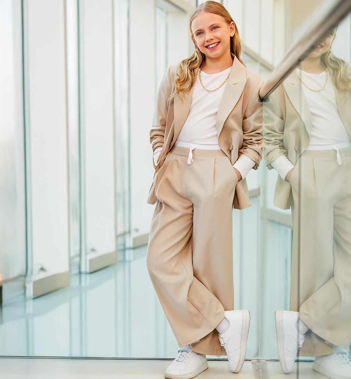 Pantaloni sportivi per ragazza BEIGE iDO