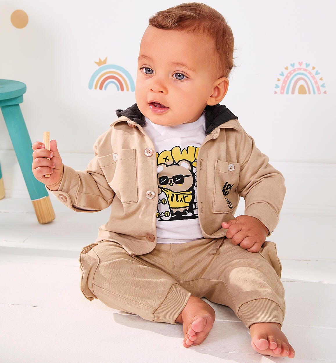 Pantaloni tuta neonato BEIGE iDO