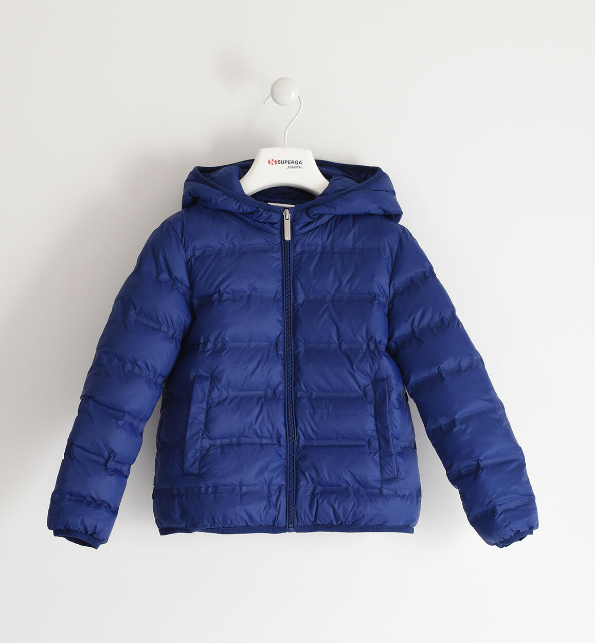 Superga hooded puffer jacket for girls aged 3 to 14 BLUE SUPERGA