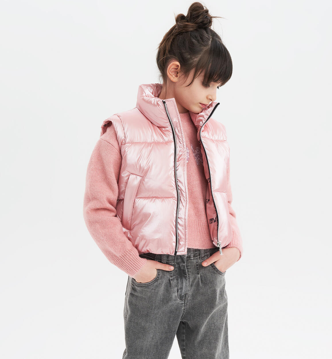 iDO down gilet for girls from 8 to 16 years PINK iDO