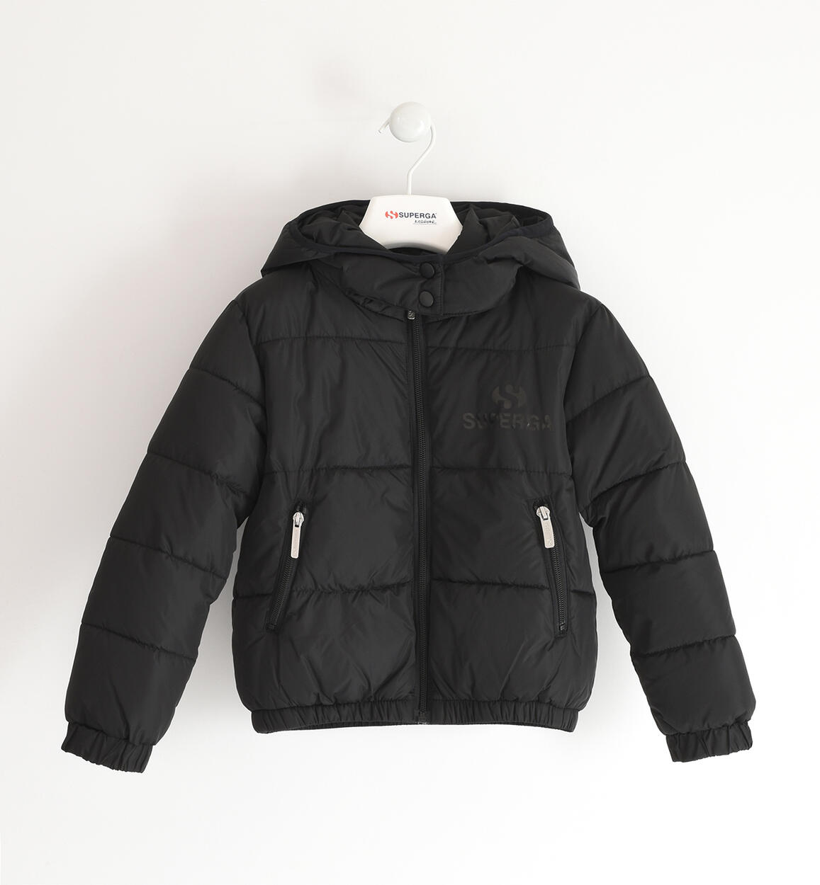 Superga puffer jacket for girls aged 3 to 14 BLACK SUPERGA
