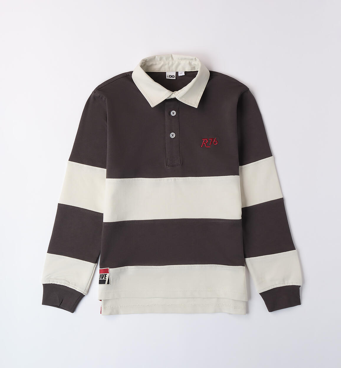 Polo per ragazzo a righe GRIGIO iDO