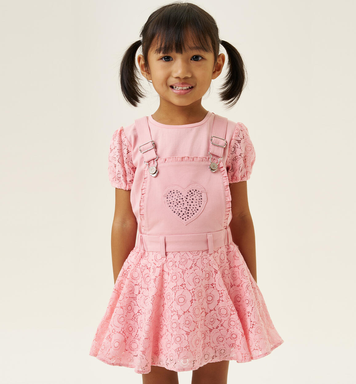 Salopette e t-shirt bambina ROSA Sarabanda