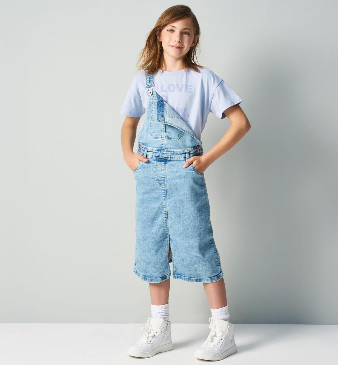 Salopette gonna bambina BLU iDO