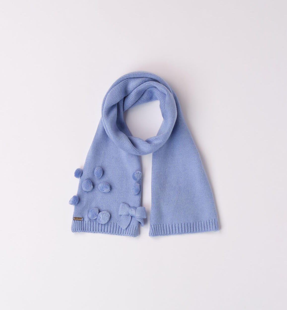 Sarabanda pompom scarf for girls from 9 months to 8 years LIGHT BLUE Sarabanda