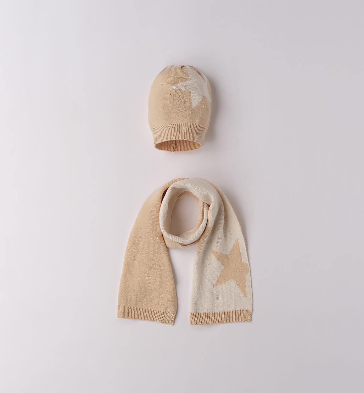 Sciarpa e cappello da bambina BEIGE Sarabanda