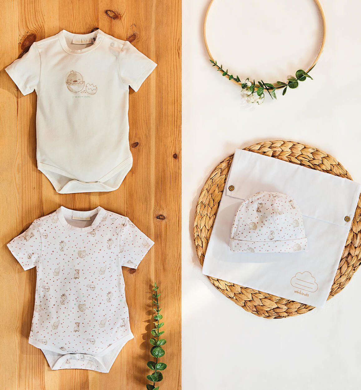 Set 2 body e cappellino neonato BEIGE Minibanda