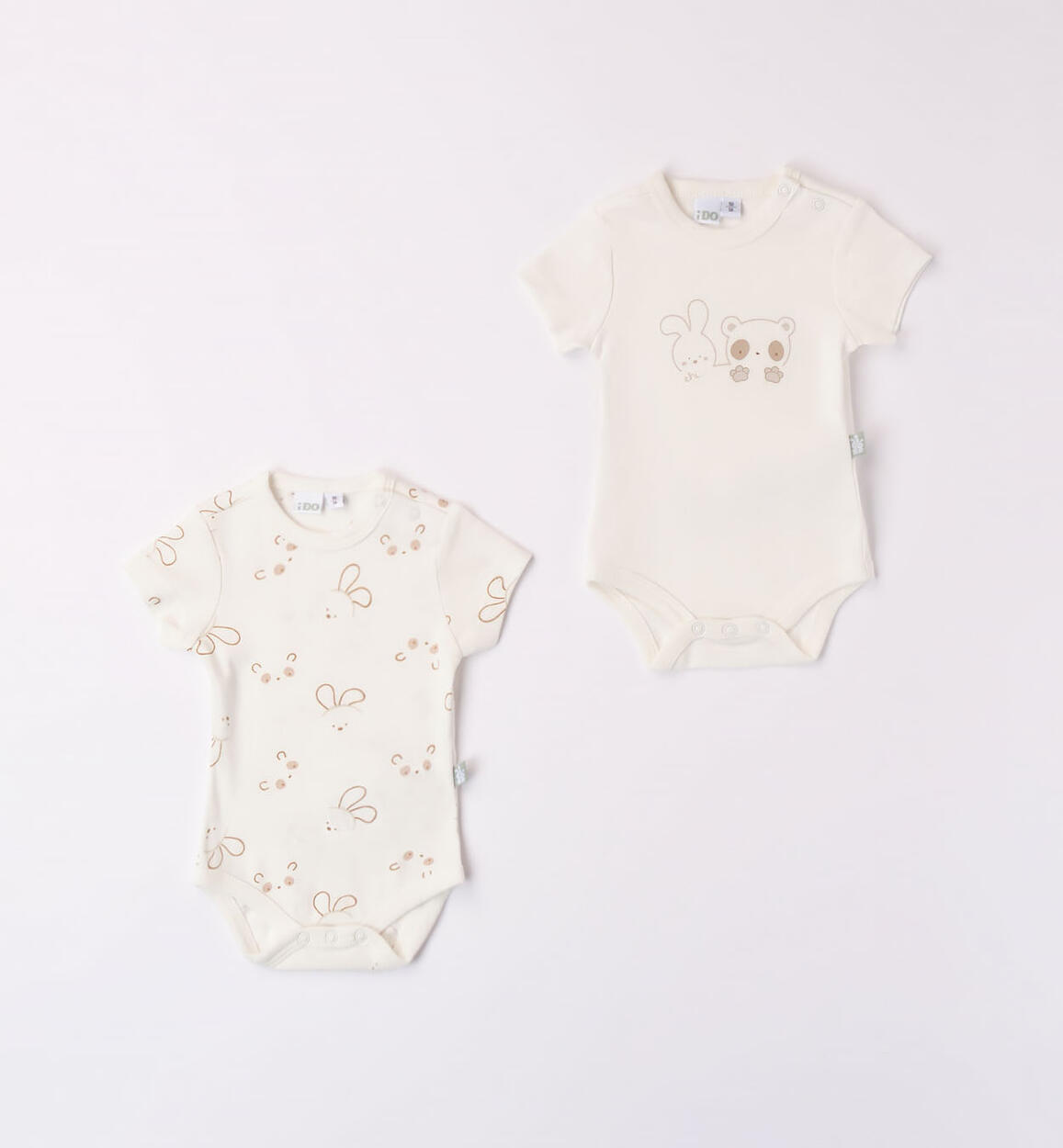 iDO set of two 100% cotton bodysuits for babies CREAM iDO