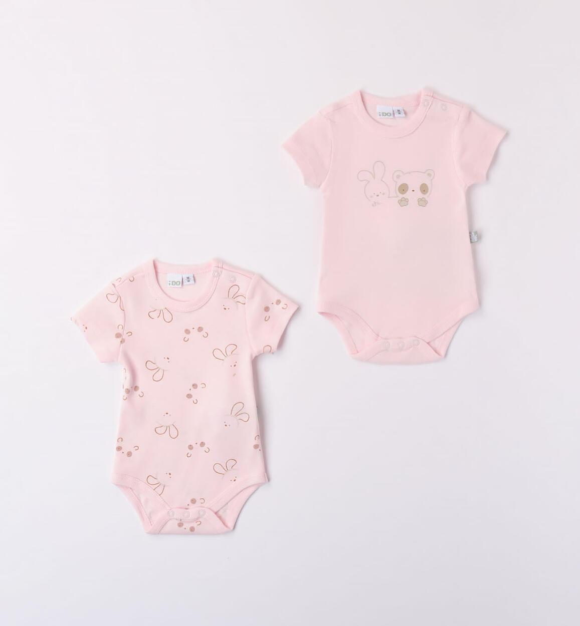 iDO set of two 100% cotton bodysuits for babies PINK iDO