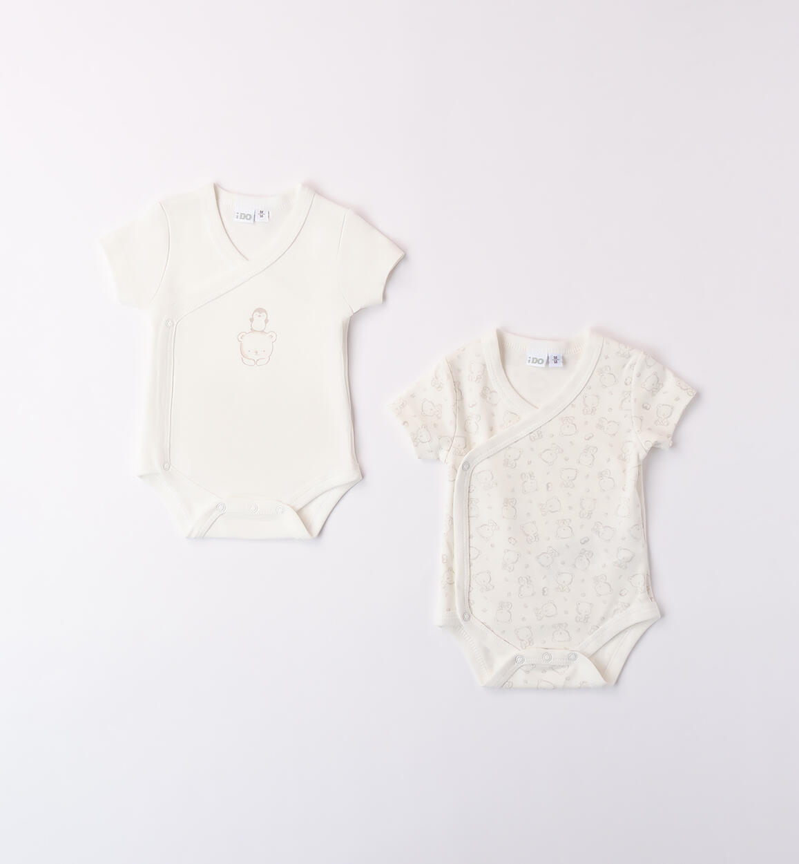 Set Body neonato manica corta PANNA iDO