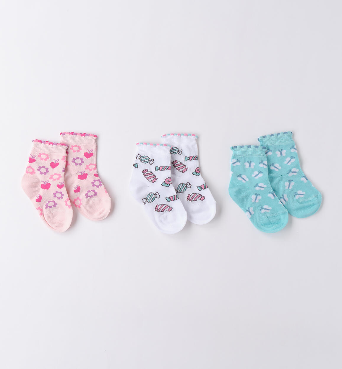 Set Calze 3 pezzi neonata ROSA iDO