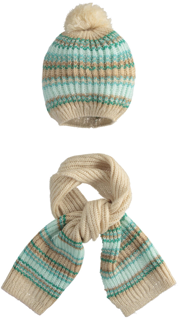 Sarabanda girl's hat and scarf set from 9 months to 8 years BEIGE Sarabanda