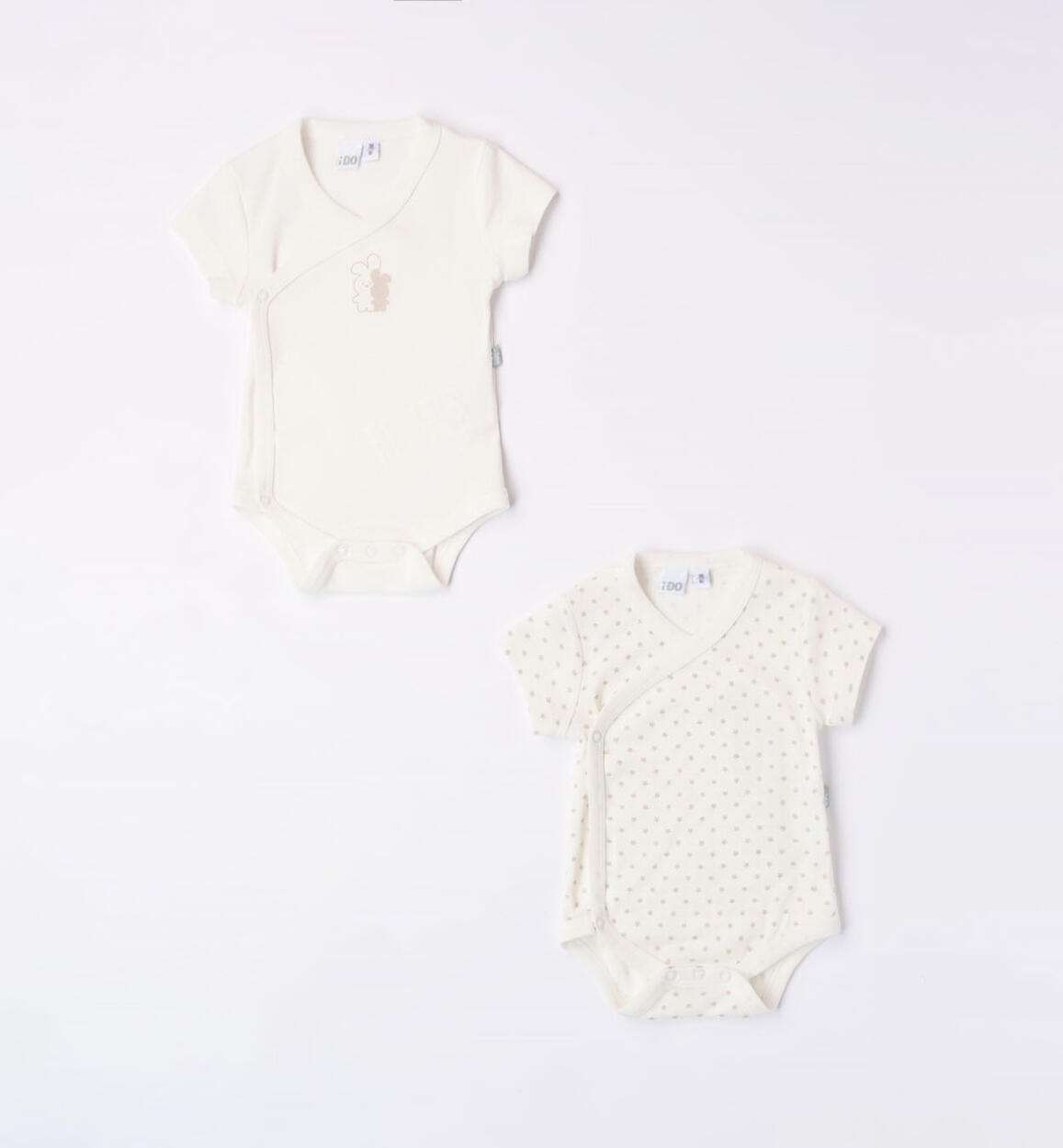 iDO set of two bodysuits for babies from newborn to 30 months CREAM iDO