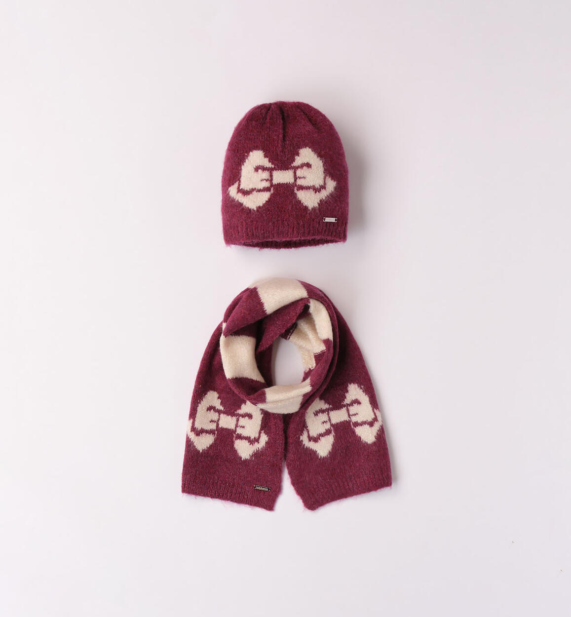 Sarabanda bow hat and scarf set for girls from 9 months to 8 years VIOLET Sarabanda